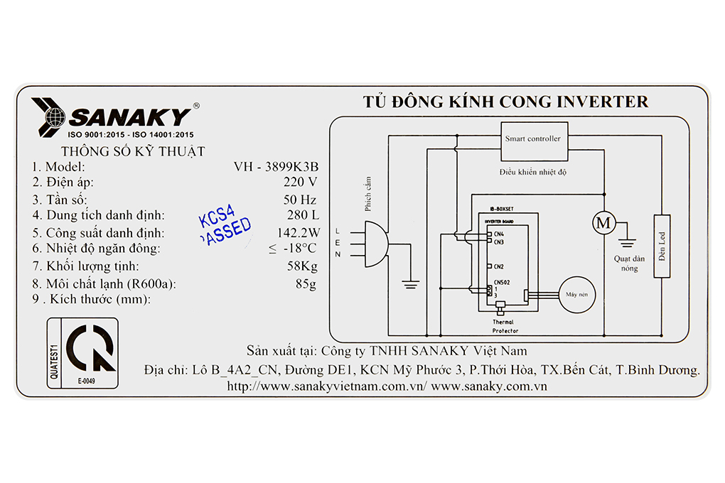 Tủ Đông Sanaky Inverter 280 lít VH-3899K3B Màu Trắng