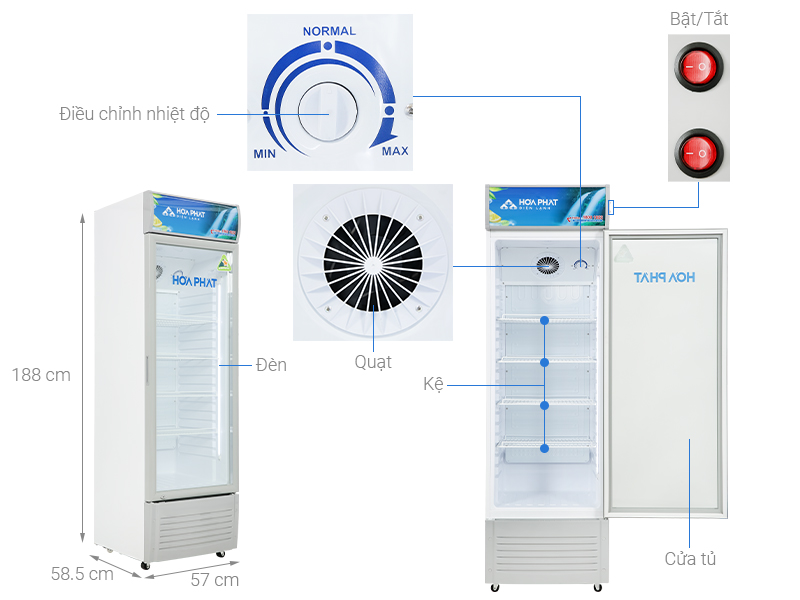 Tủ mát Hòa Phát 242 Lít HSC 600F1R1