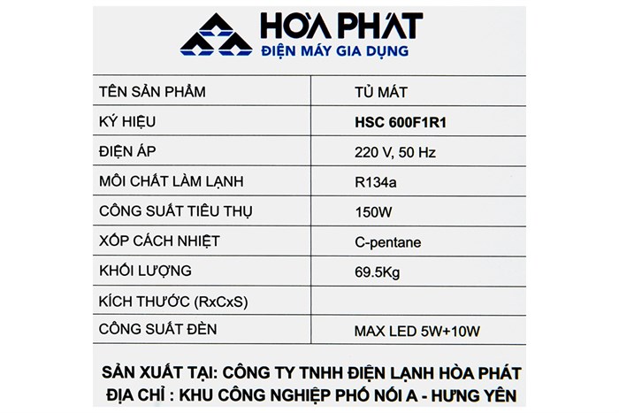 Tủ mát Hòa Phát 242 Lít HSC 600F1R1 Màu Trắng