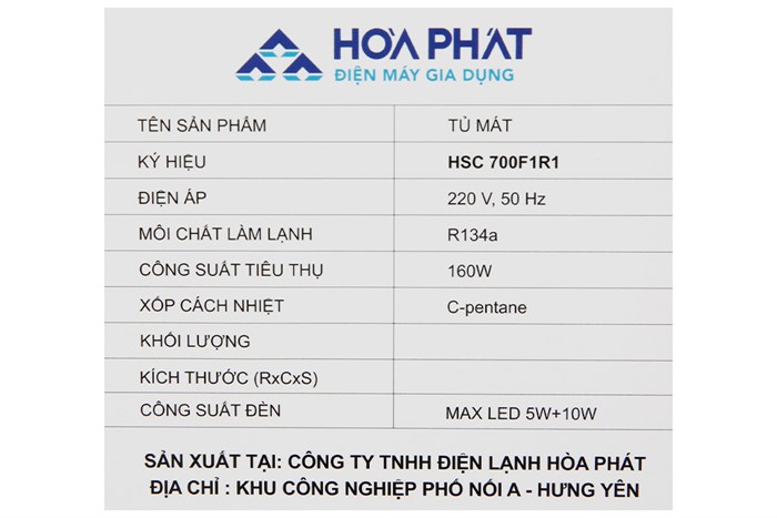 Tủ mát Hòa Phát 280 Lít HSC 700F1R1 Màu Trắng