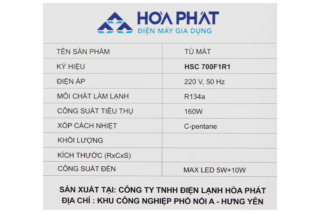 Tủ mát Hòa Phát 280 Lít HSC 700F1R1 Màu Trắng