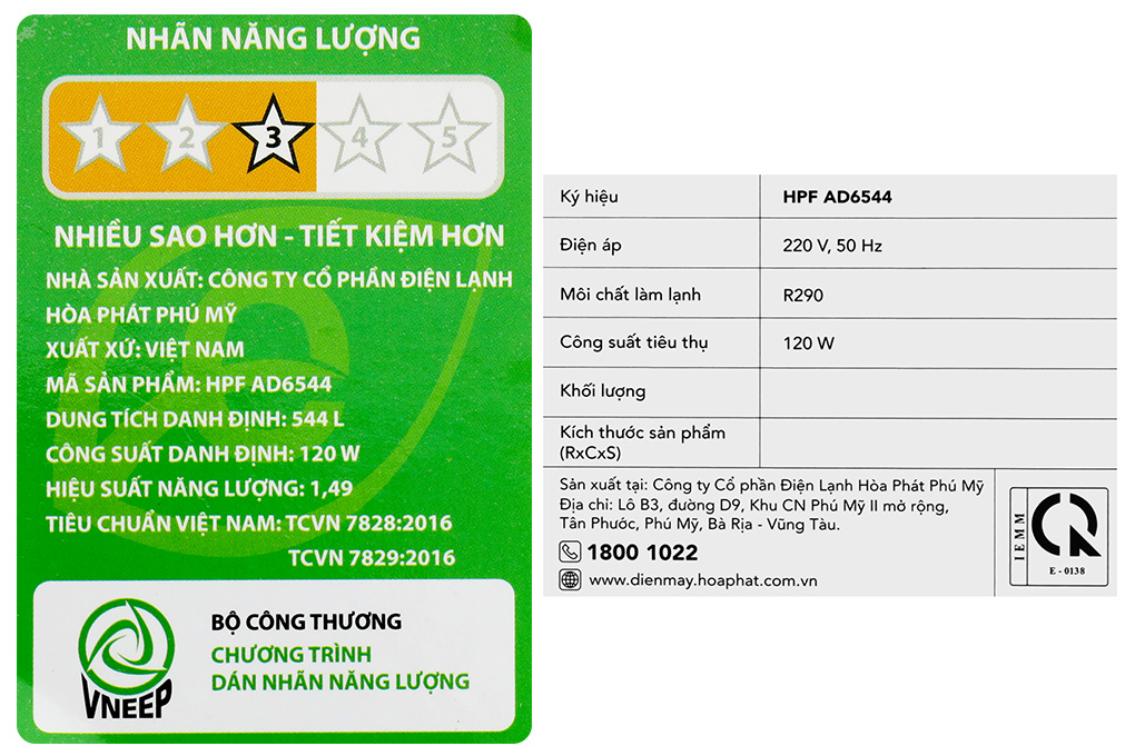 Tủ đông Hòa Phát 544 lít HPF AD6544 Màu Trắng