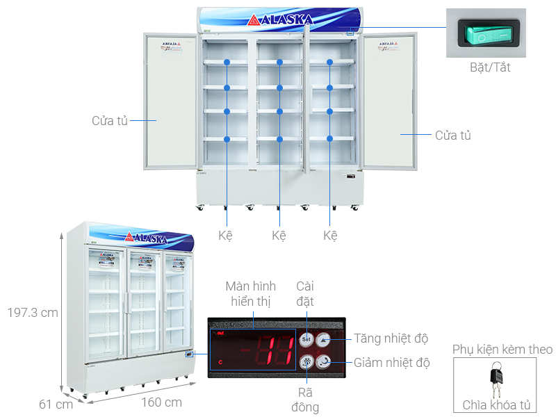 Tủ mát Alaska 1200 lít LC-1200C3