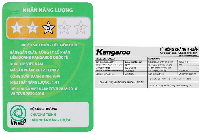 Tủ đông Kangaroo 252 lít KGFZ312NK2 Màu Xám đậm
