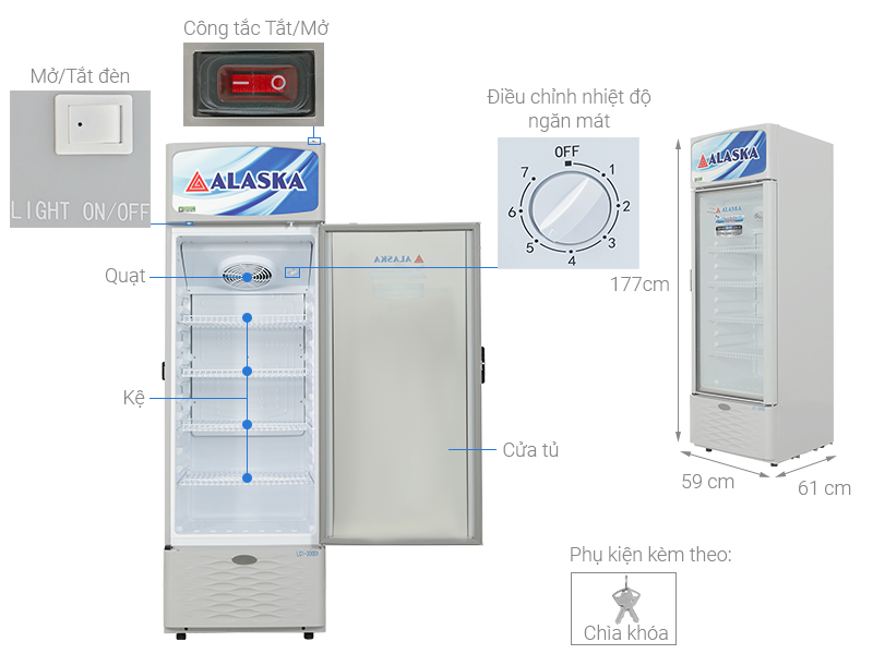 Tủ mát Alaska Inverter 300 lít LCI-300DX