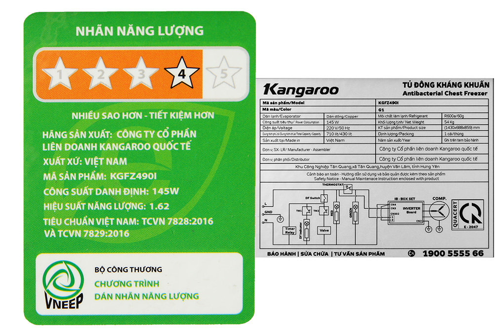 Tủ đông Kangaroo Inverter 430 lít KGFZ490IG1 Màu Xám đậm