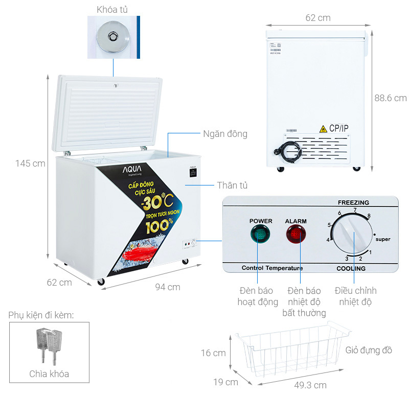 Tủ đông Aqua 251 lít AQF-C3501S