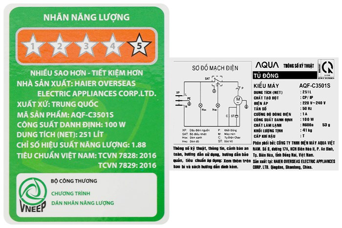 Tủ đông Aqua 251 lít AQF-C3501S Màu Trắng