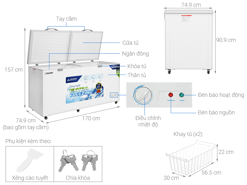 Tủ đông Hòa Phát Inverter 544 lít HPF AD8544