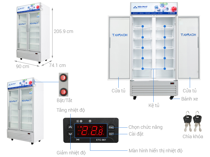 Tủ mát Hòa Phát 723 lít HSR D6723