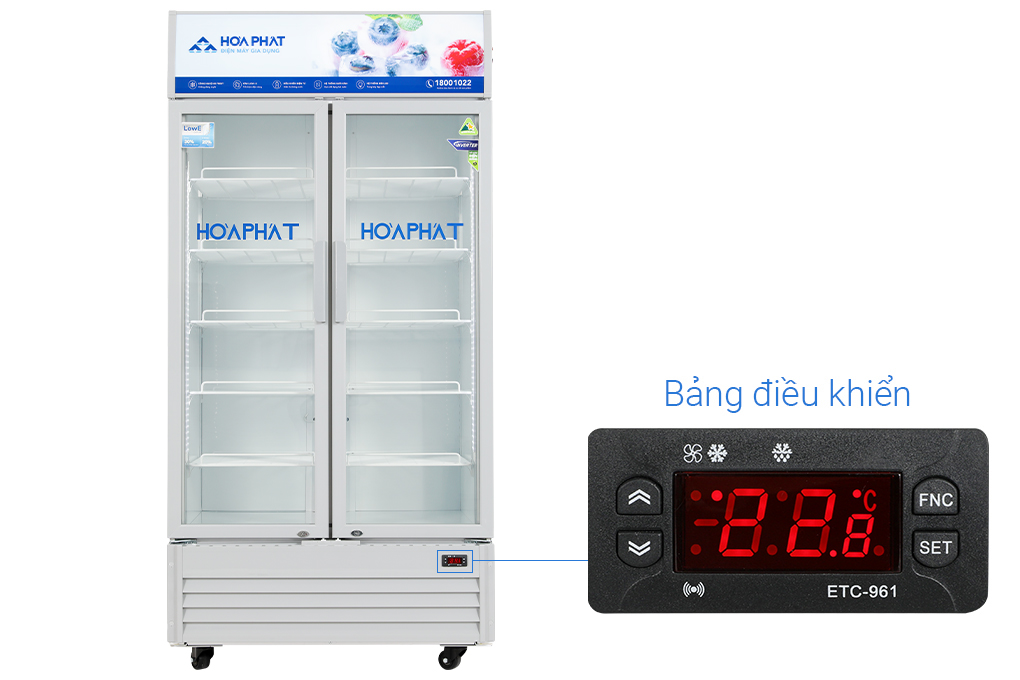 Tủ mát 2 cánh Hòa Phát Inverter 723 lít HSR D8723 Màu Trắng