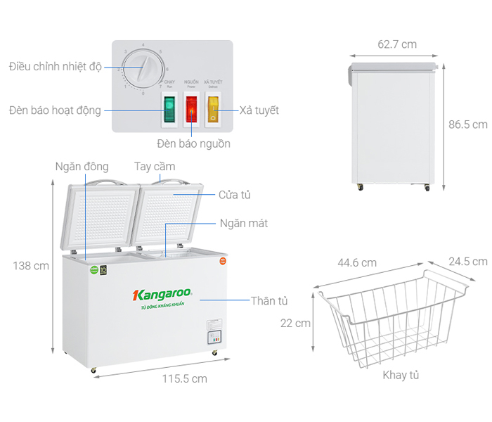Tủ đông Kangaroo Inverter 252 lít KGFZ400IC2