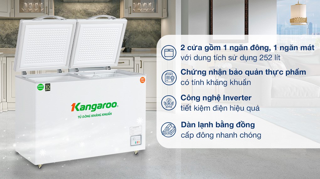 Tủ đông Kangaroo Inverter 252 lít KGFZ400IC2