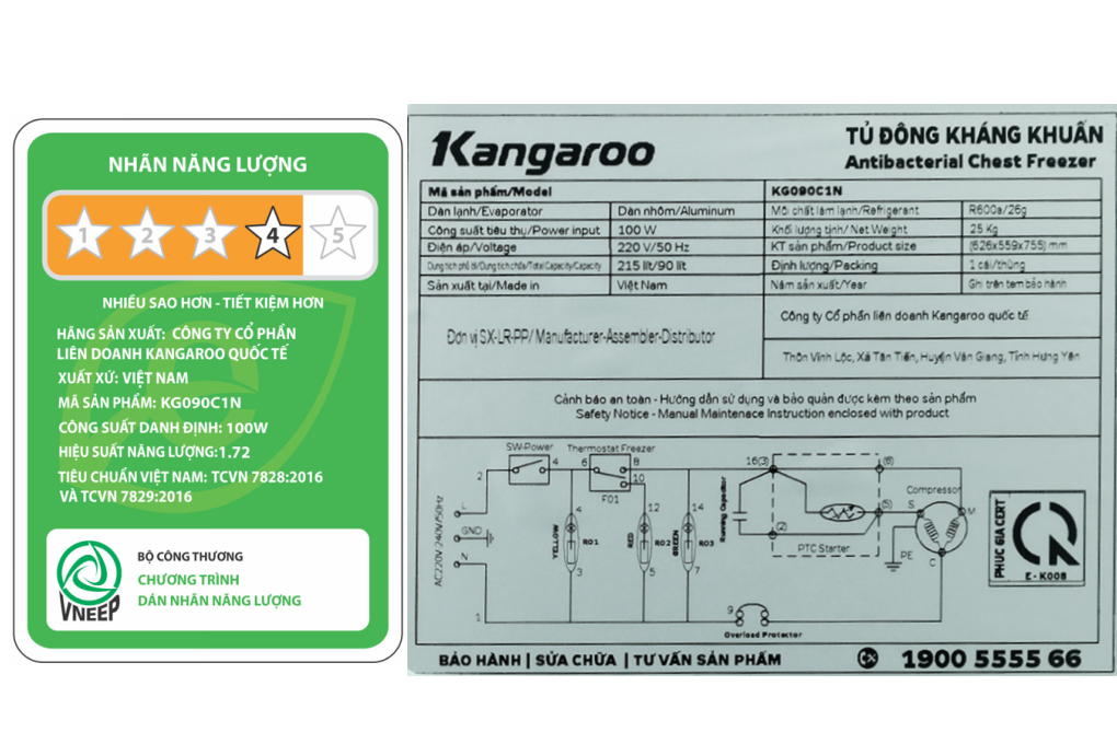 Tủ đông Kangaroo 90 lít KG090C1N Màu Trắng