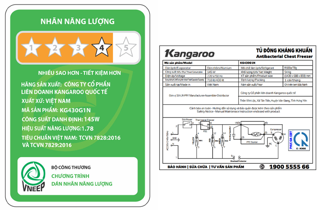 Tủ đông Kangaroo 430 lít KG430G1N Màu Ghi Đậm
