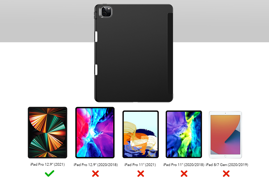 Bao da nắp gập iPad Pro 12.9 inch ESR Rebound Pencil Chính hãng Màu Đen