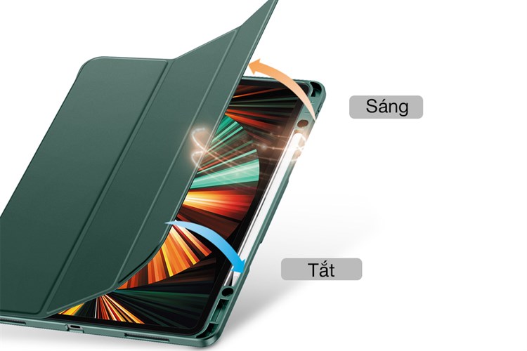 Bao da nắp gập iPad Pro 12.9 inch Silicone ESR Rebound Pencil Chính hãng Màu Xanh lá