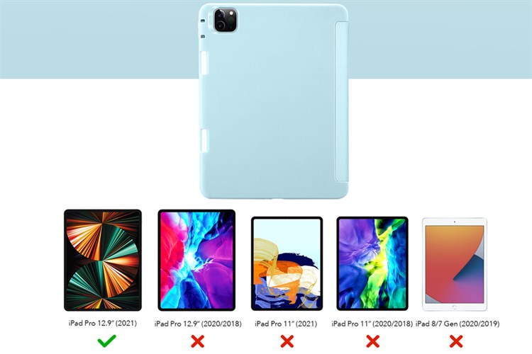 Bao da nắp gập iPad Pro 12.9 inch ESR Rebound Pencil Chính hãng Màu Xanh da trời