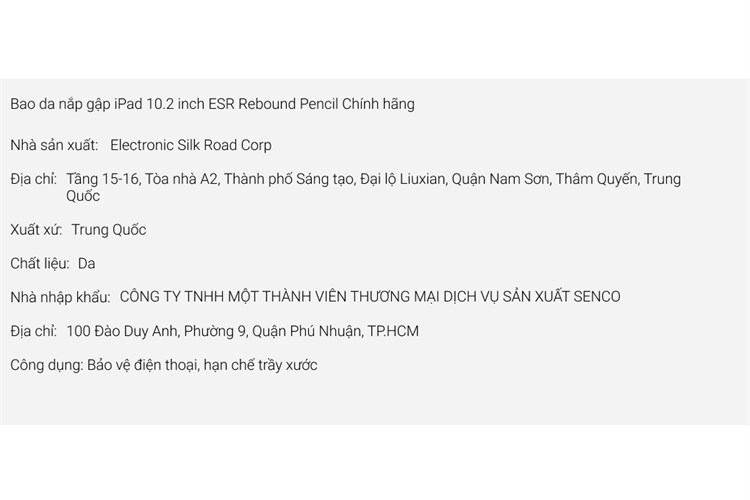 Bao da nắp gập iPad 10.2 inch ESR Rebound Pencil Chính hãng Màu Xám