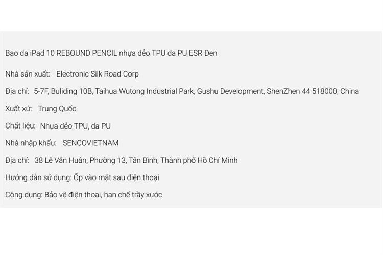 Bao da nắp gập iPad 10 ESR REBOUND PENCIL Chính hãng Màu Đen