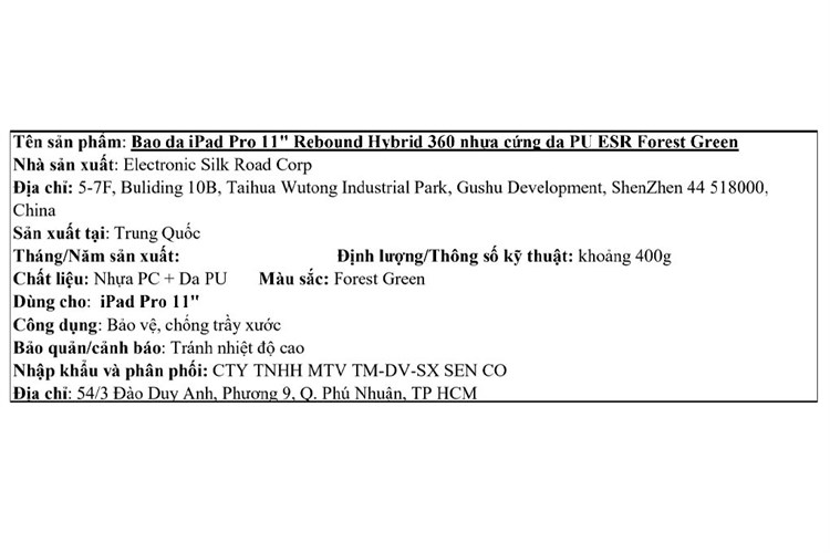 Bao da nắp gập iPad Pro 11 inch ESR Rebound Hybrid 360 Chính hãng Màu Xanh rêu