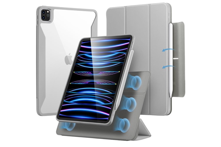 Bao da nắp gập iPad Pro 11 inch ESR Rebound Hybrid 360 Màu Xám