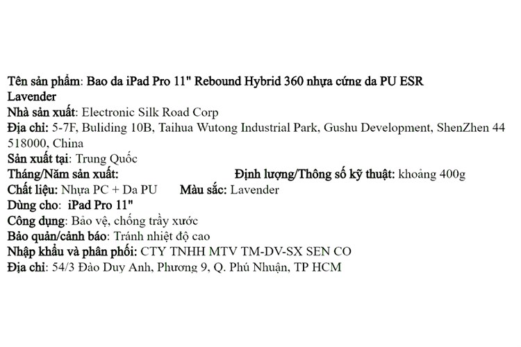 Bao da nắp gập iPad Pro 11 inch ESR Rebound Hybrid 360 Chính hãng Màu Tím