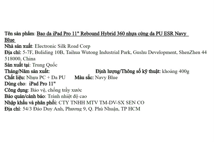 Bao da nắp gập iPad Pro 11 inch ESR Rebound Hybrid 360 Màu Xanh Dương