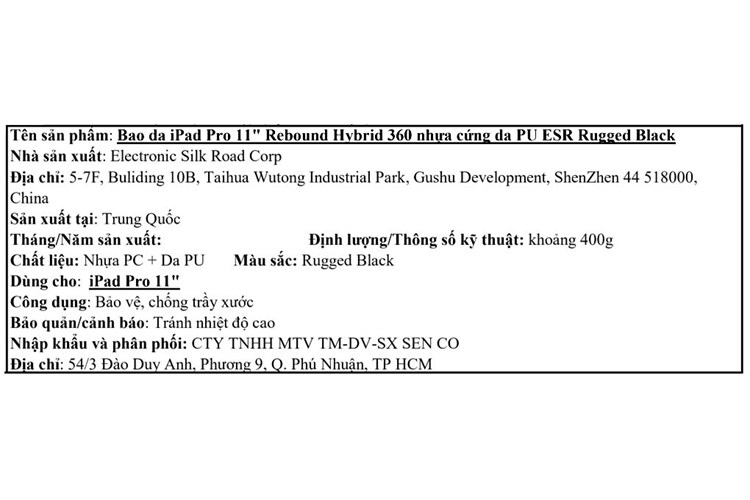 Bao da nắp gập iPad Pro 11 inch ESR Rebound Hybrid 360 Chính hãng Màu Đen