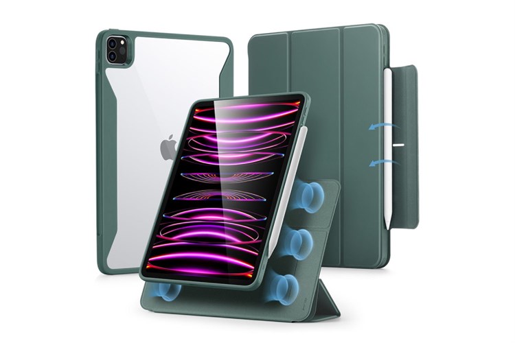 Bao da nắp gập iPad Pro 12.9 inch ESR Rebound Hybrid 360 Chính hãng Màu Xanh rêu