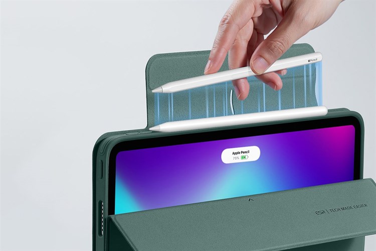 Bao da nắp gập iPad Pro 12.9 inch ESR Rebound Hybrid 360 Chính hãng Màu Xanh rêu