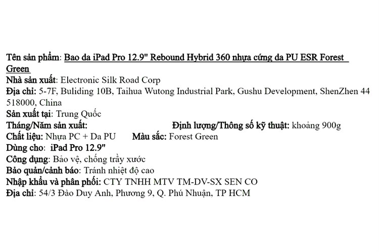 Bao da nắp gập iPad Pro 12.9 inch ESR Rebound Hybrid 360 Chính hãng Màu Xanh rêu