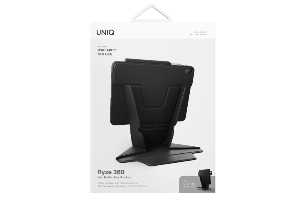 Bao da iPad Air M4/M3/M2 11 inch RYZE 360 TPU PU UNIQ MIDNIGHT BLACK - 3
