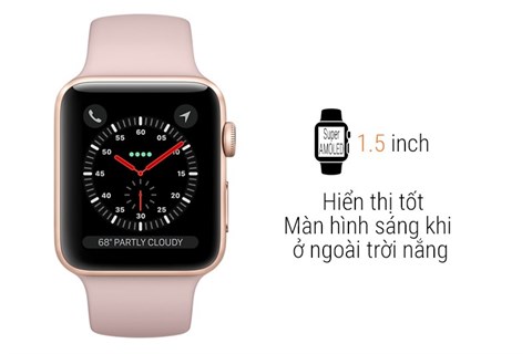 Apple Watch S3 GPS, 38mm mặt nhôm, dây màu hồng