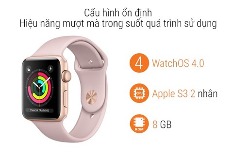 Apple Watch S3 GPS, 38mm mặt nhôm, dây màu hồng