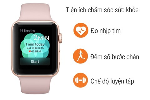 Apple Watch S3 GPS, 38mm mặt nhôm, dây màu hồng