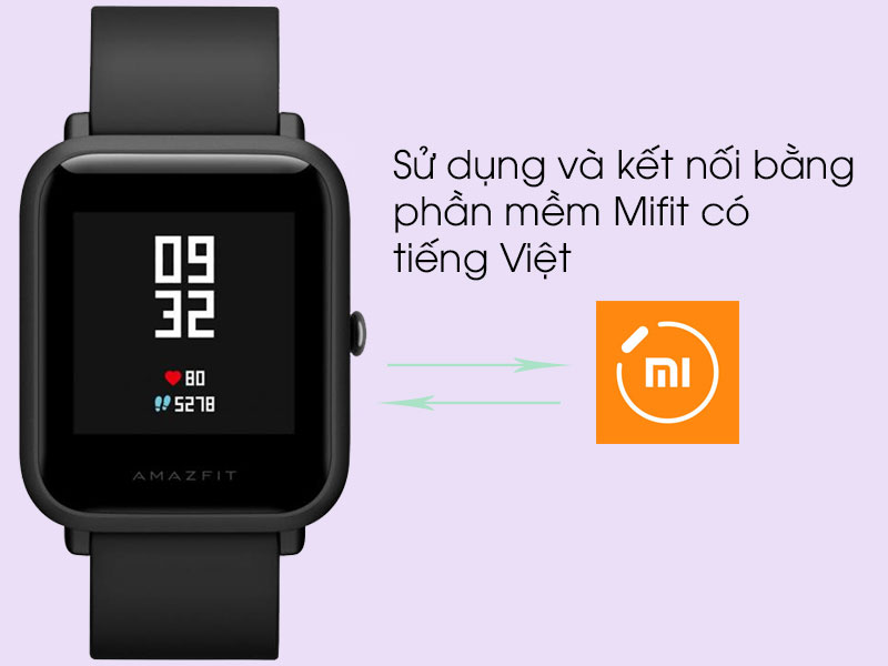 Tải ứng dụng Mi Fit trên điện thoại và kết nối với smartwatch Xiaomi Amazfit Bip Đen