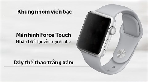 Apple Watch S3 GPS, 38mm viền nhôm, dây màu trắng xám
