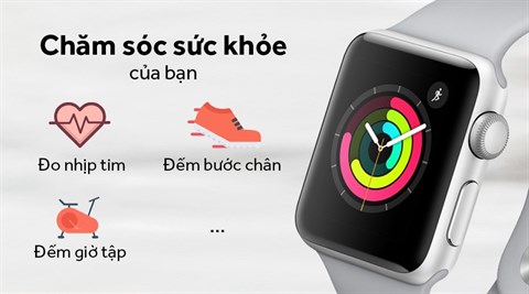 Apple Watch S3 GPS, 38mm viền nhôm, dây màu trắng xám