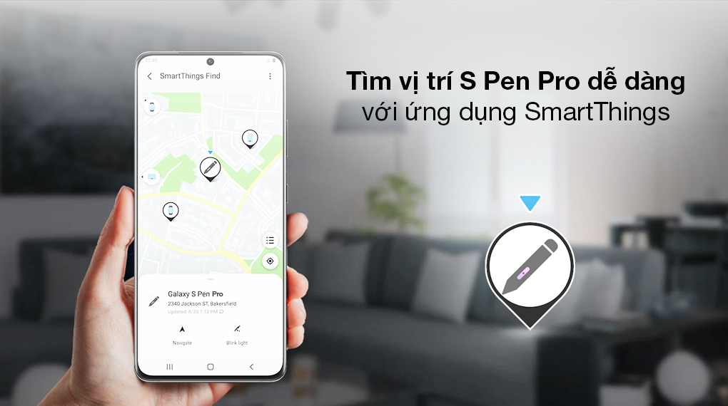 Bút cảm ứng Samsung S Pen Pro EJ-P5450 Đen - Mở điện thoại để tìm S Pen Pro dễ dàng với ứng dụng SmartThings