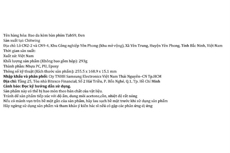 Bao da bàn phím Samsung Tab S9 / Tab S9 FE Màu Đen