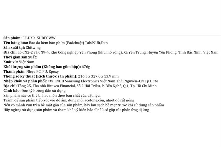 Bao da bàn phím Samsung Tab S9 Ultra (Pad Chuột) Màu Đen