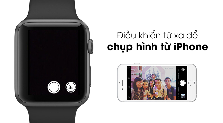 Apple Watch S2 42mm mặt nhôm, dây cao su màu đen