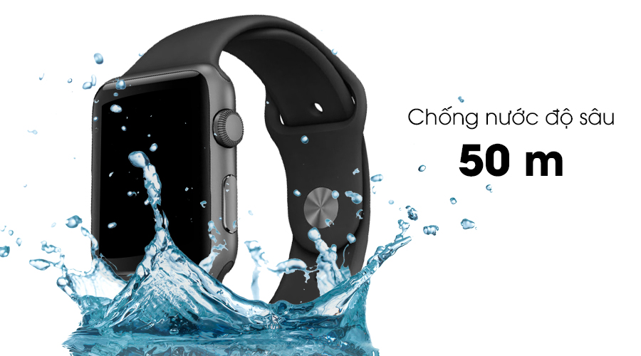 Apple Watch S2 42mm mặt nhôm, dây cao su màu đen