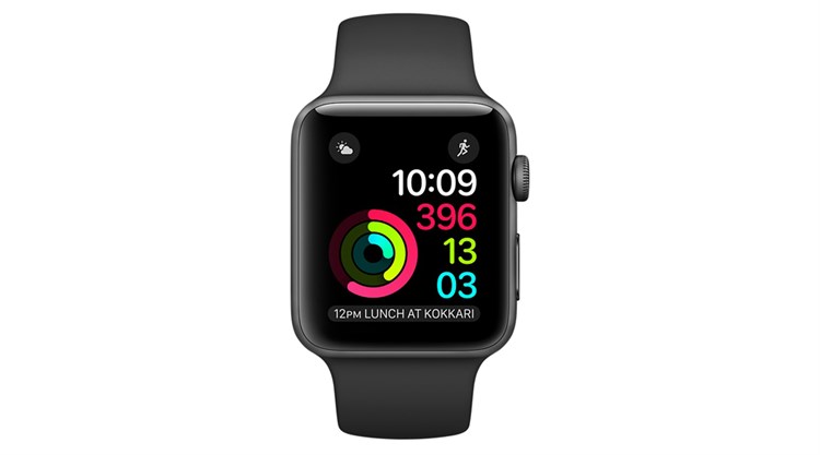 Apple Watch S2 42mm mặt nhôm, dây cao su màu đen
