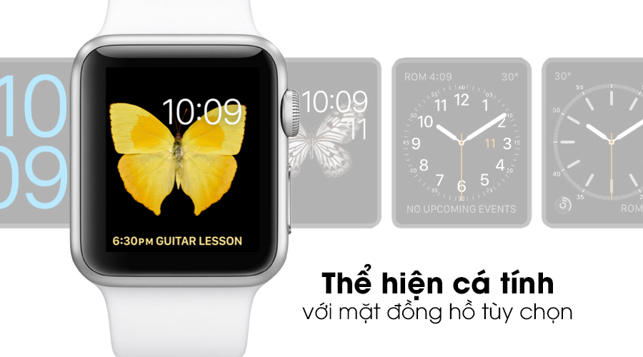Apple Watch S2 38mm mặt nhôm, dây cao su màu trắng