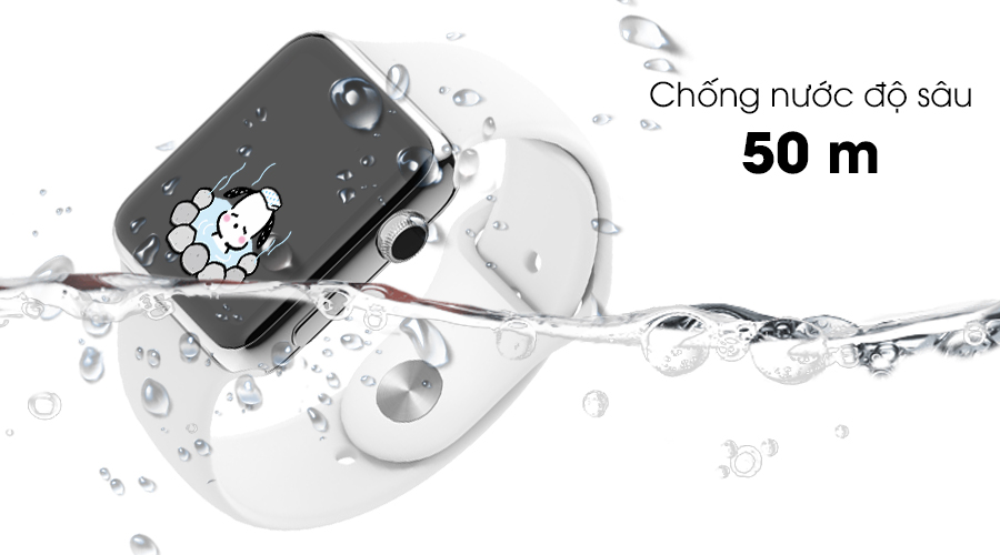 Apple Watch S2 38mm mặt nhôm, dây cao su màu trắng
