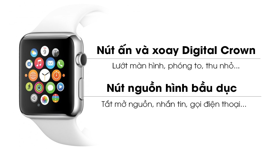 Apple Watch S2 38mm mặt nhôm, dây cao su màu trắng