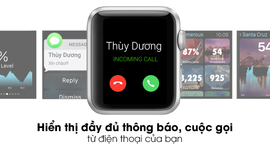 Apple Watch S2 38mm mặt nhôm, dây cao su màu trắng