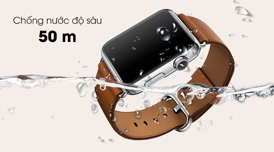 Apple Watch S2 38mm mặt thép không gỉ, dây da màu nâu